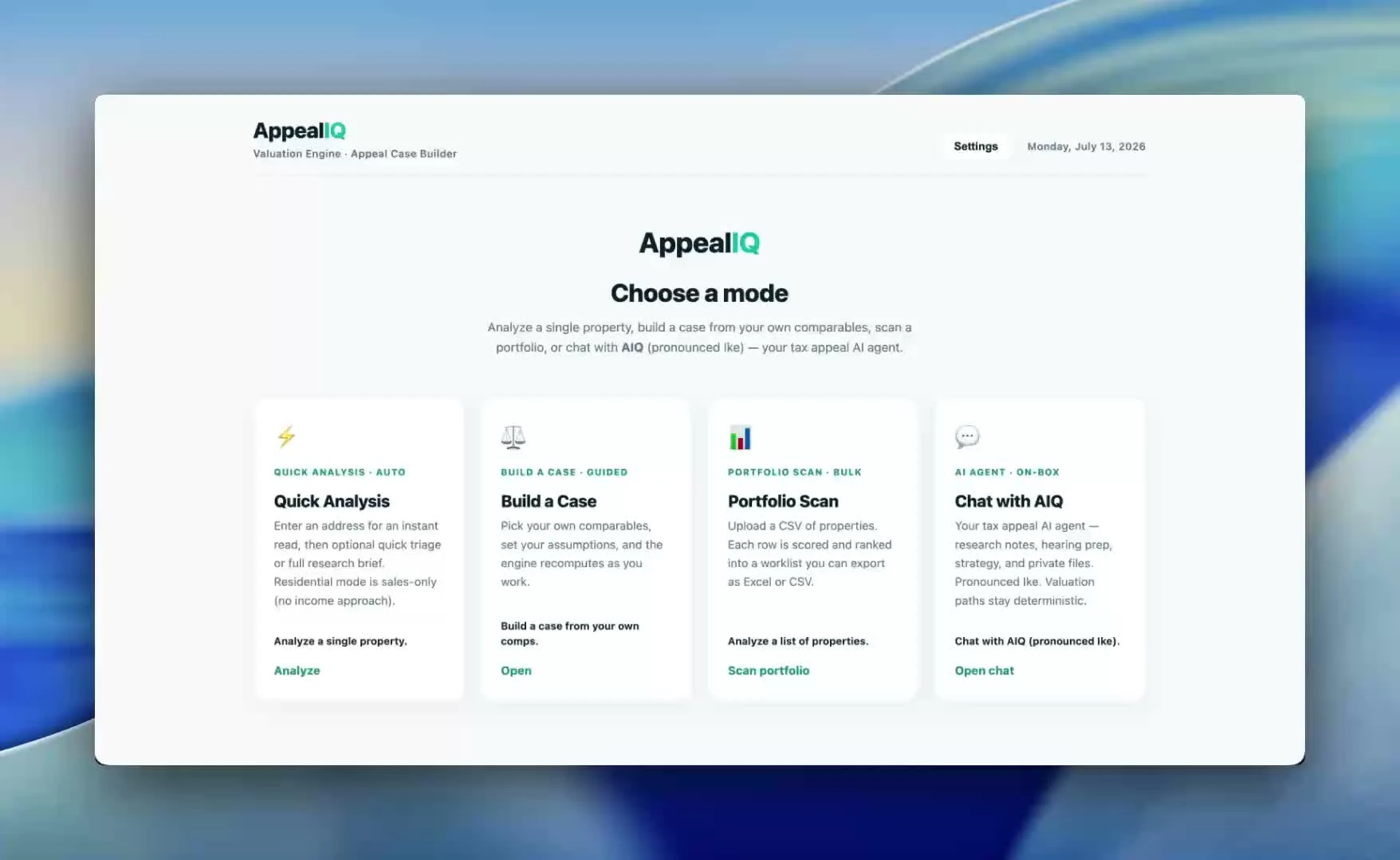 AppealIQ product interface from the existing demo.